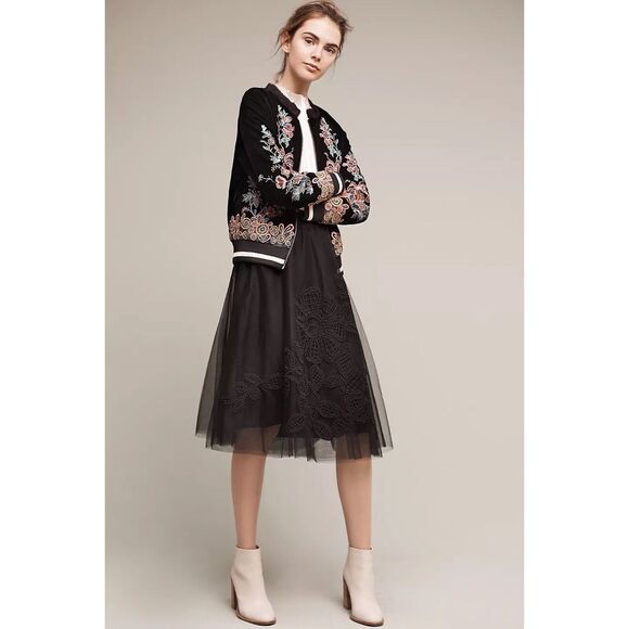 Anthropologie x Maeve Fleurs du Nuit Tulle Skirt Size XS